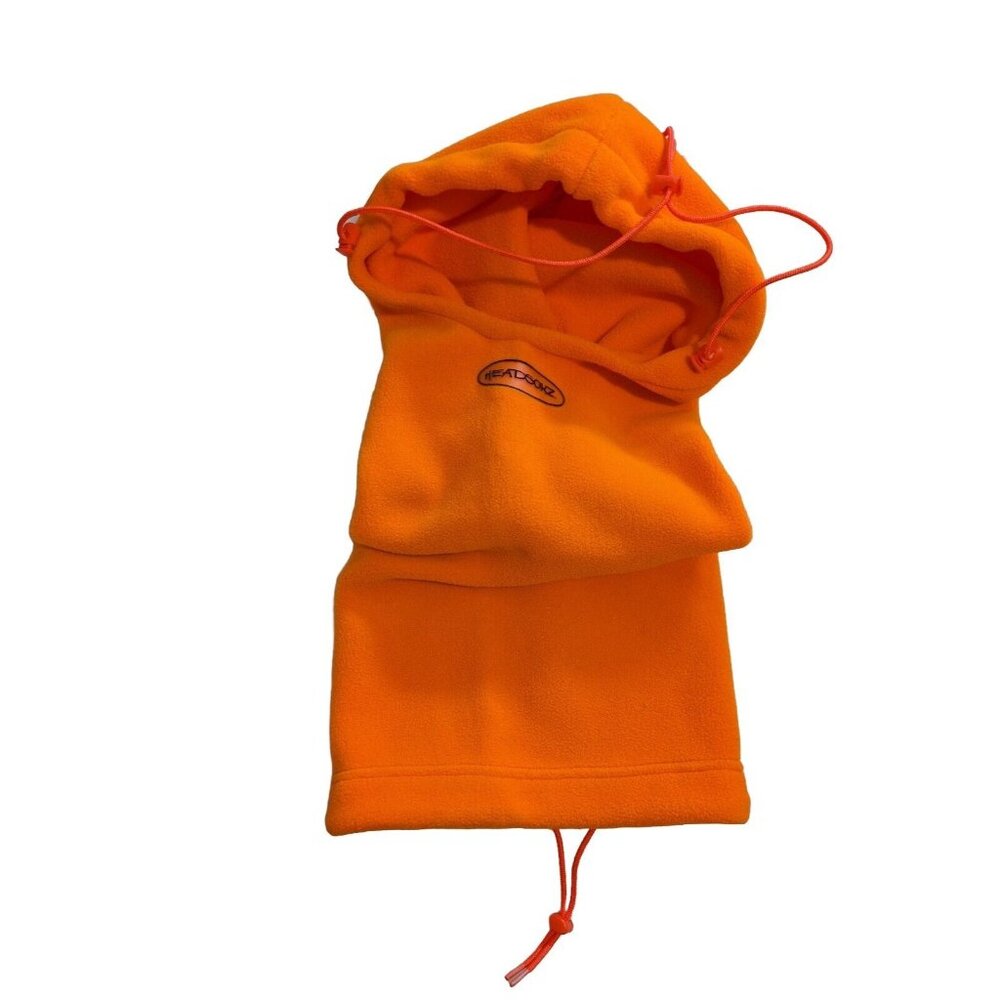 Headsokz Balaclava Face Mask Hood Hat Orange Polartec Drawstring Neck Hunting